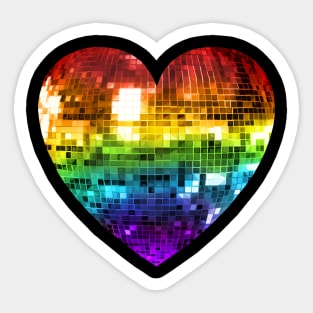Rainbow Disco Ball Heart Sticker